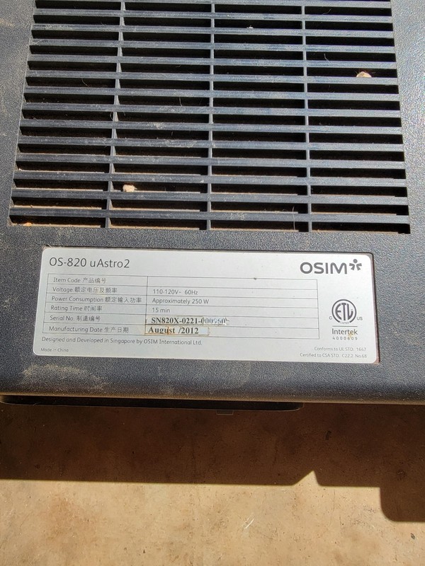 Osim uAstro OS-820 Massage chair Mother Board removed from working chair gallery