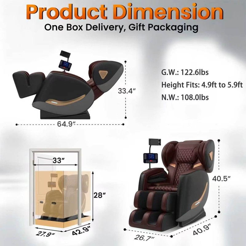 Zero Gravity Massage Chair Recliner 10 Airbags Heating Foot Rollers Bluetooth gallery