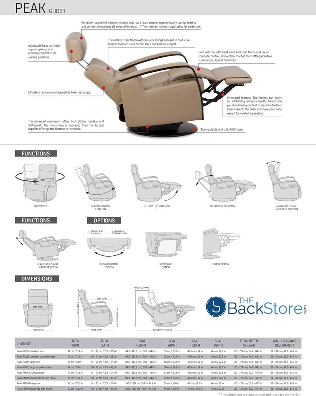 IMG Peak RM265 Power Relaxer Medium Swing Recliner Rocker Chair Nutmeg Leather gallery