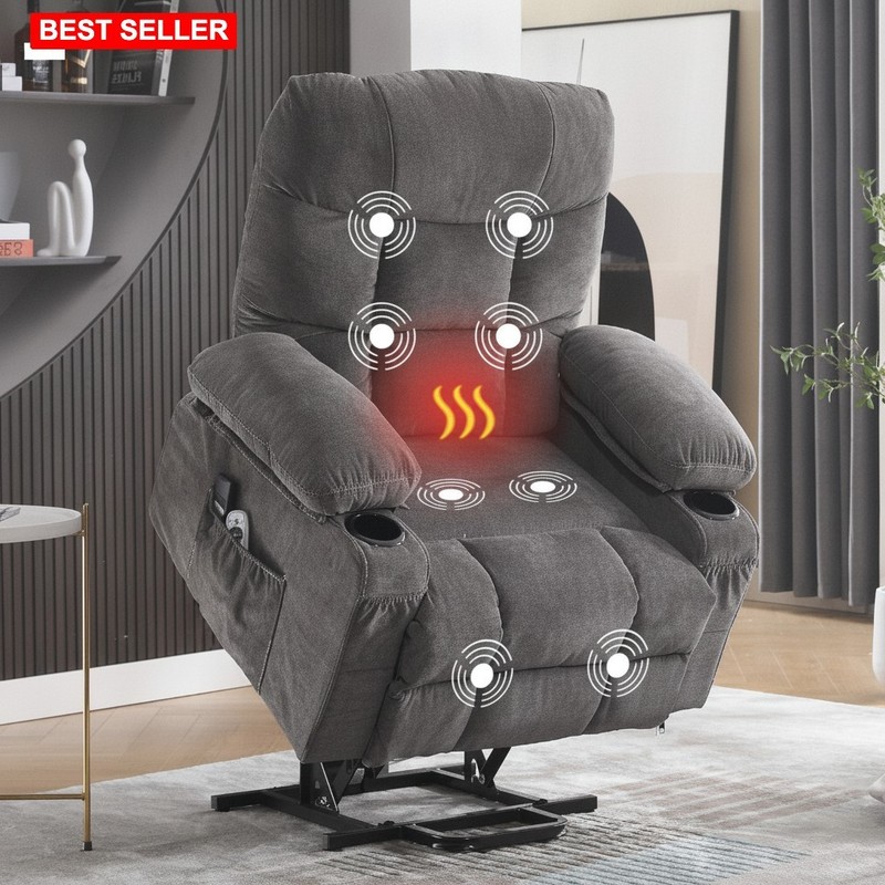 Furniture Power Lift Recliner Chair Elderly Vibration Massage Lumbar Heating