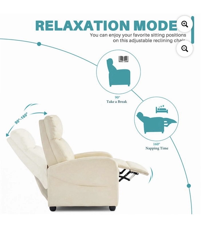 Beige Recliner Vibrating Massage Chair w/ Remote, Retractable Footrest 300 lb gallery