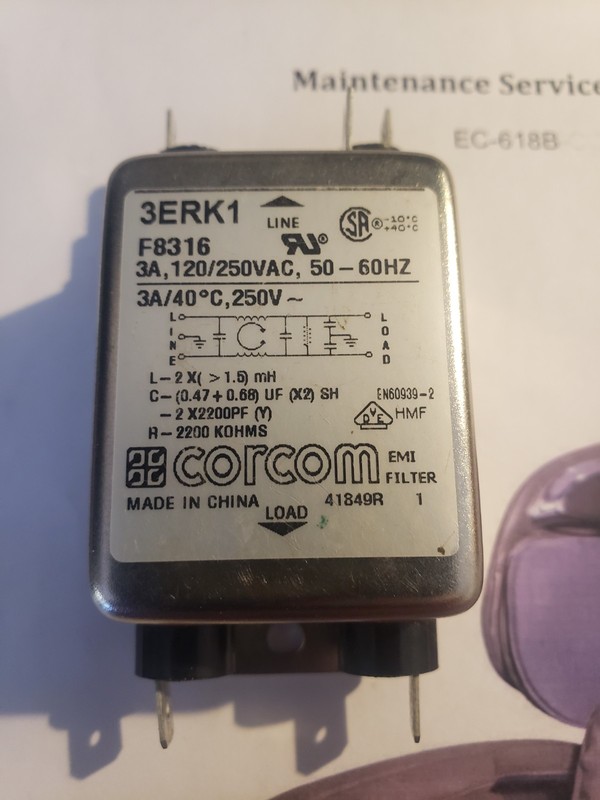 3ERK1 Corcom EMI filter from cozzia EC-618-B massage chair