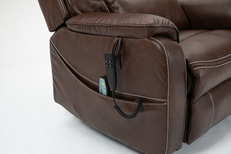 Power Lift Recliner Chair 180 Degree Flat Elderly Massage Heating Brown Leather gallery