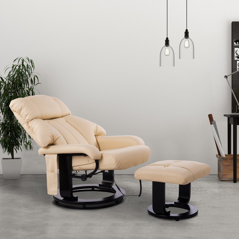 Recliner with Ottoman Footrest Swivel Massage Chair Faux Leather for Living Room gallery