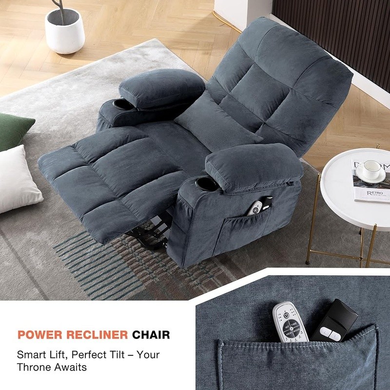Electric Power Recliner Chair W/ Lift Assist Massage Heat USB Charging Port gallery