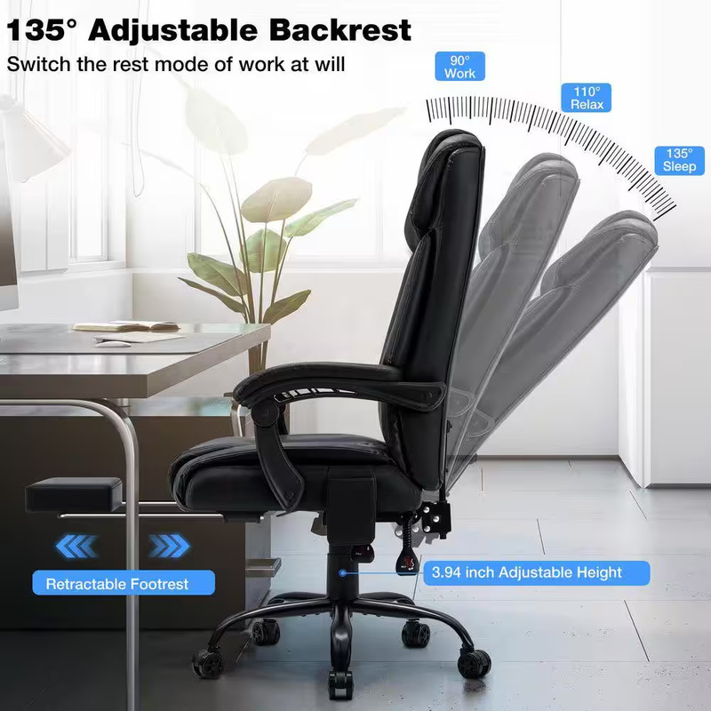 Faux Leather Swivel Massage Executive Chair with 6 Point Vibration Ergonomic Off gallery