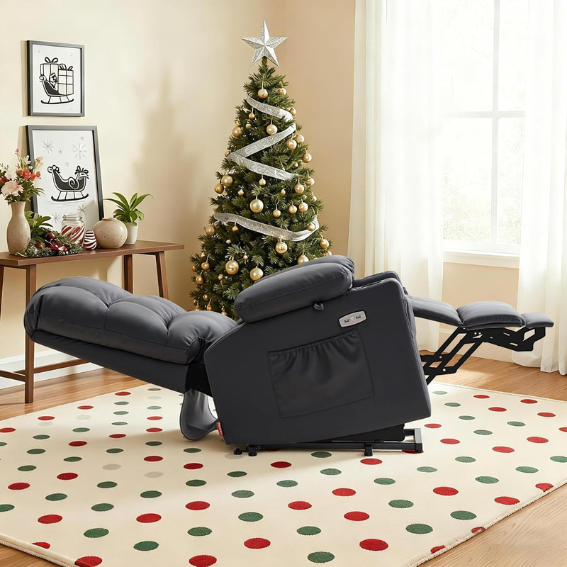 Large Dual Motor Power Lift Recliner Chair for Elderly, Massage and Heat, Lay Fl gallery