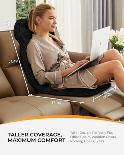 Vibration Back Massager with Heat, Massage Chair Pad with 45"*20"*2" Black gallery