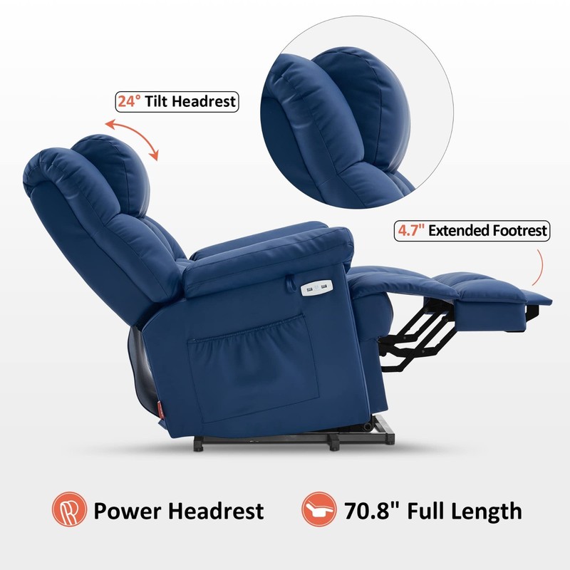 Power Lift Recliner Chair with Massage & Heat, Adjustable Headrest, USB Ports, F gallery