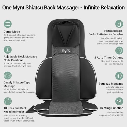FSA Eligible HSA Approved Shiatsu Neck and Back Massager for Chair Black Gray gallery