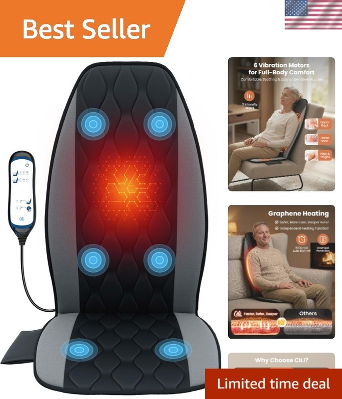 Quiet Vibration Massage Chair Pad for Office and Home - Graphene Heated Comfort