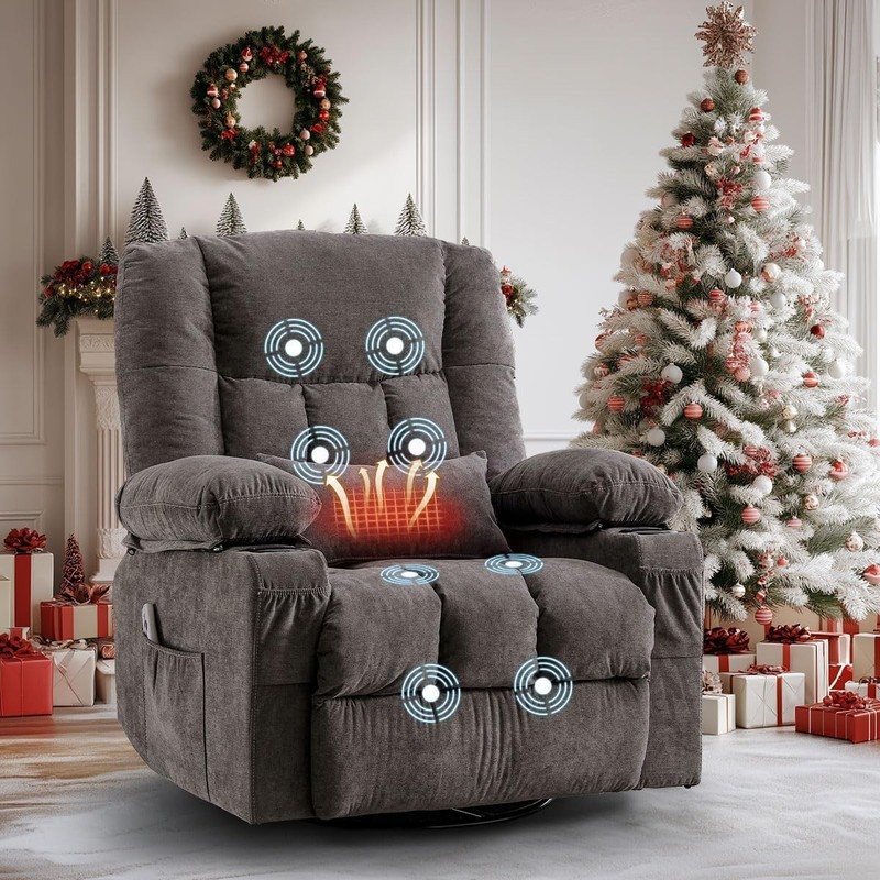 8-Points Massage Recliner Chair W/ Heated Rocking Function Adults,Oversized