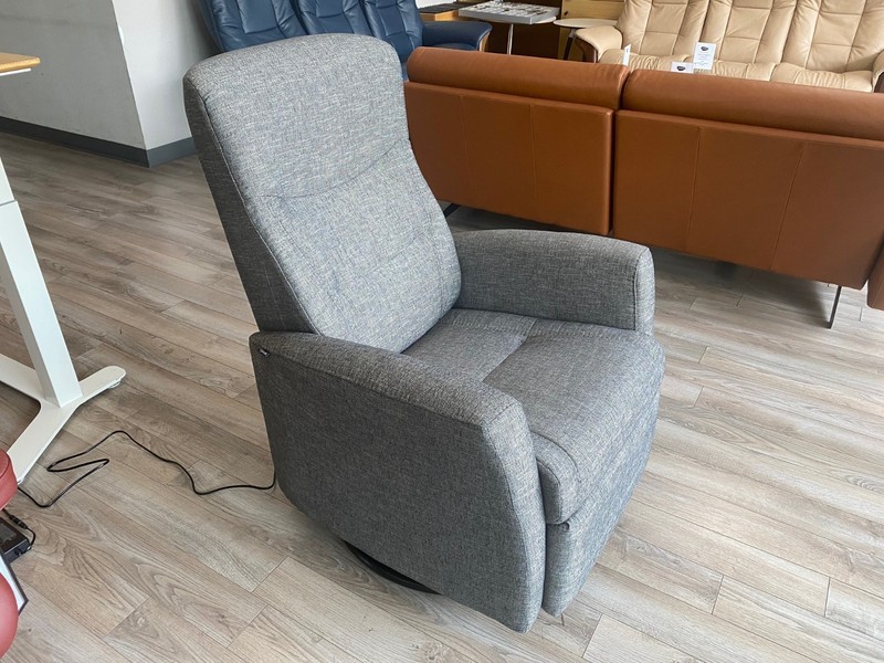 Small Fjords Oslo Swing Relaxer Power Electric Recliner Chair Gray Fabric gallery