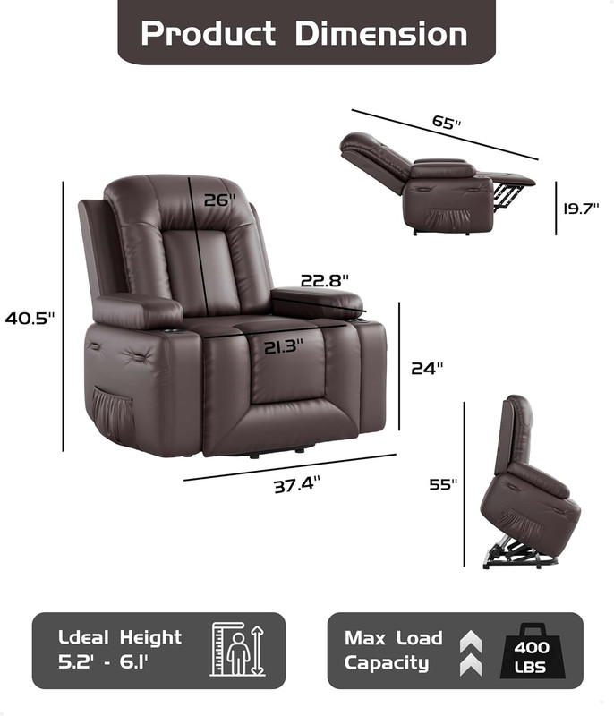 Comfort Lift Recliner Chair with Heat & Massage for Seniors and Mobility Aid gallery