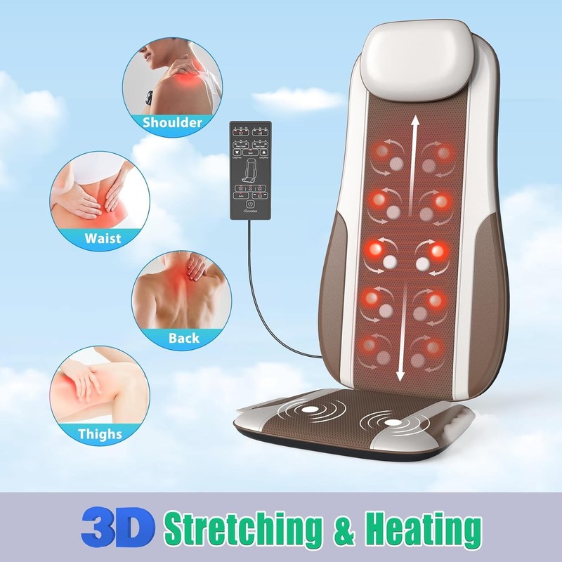 Comrelax Shiatsu Back Massager with Heat Deep Tissue Cushion 2 Vibration Motor gallery