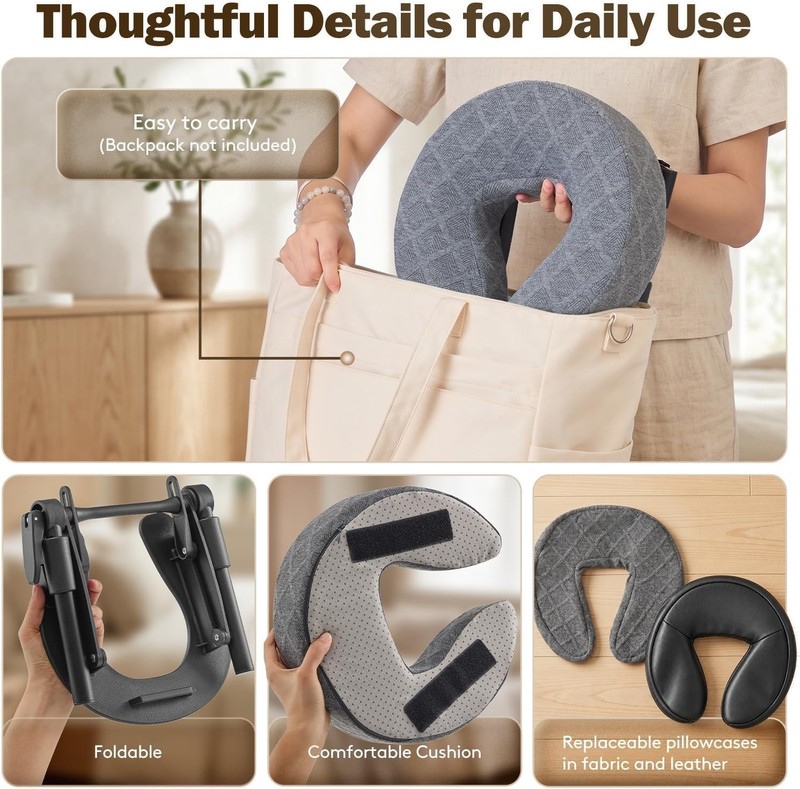 Massage Headrest for Bed, Bed Massage Head Holder & Face Cradle with Pillow |... gallery