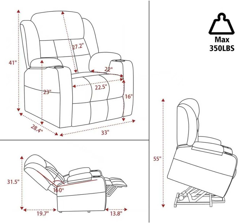 Electric Power Lift Recliner Chair Sofa with Massage and Heat for Elderly USB gallery