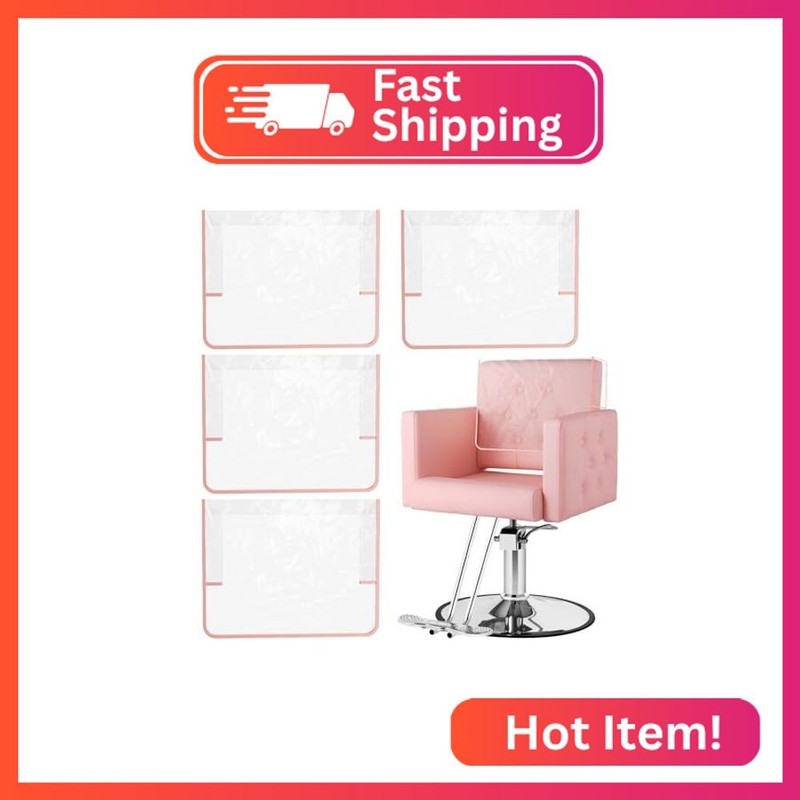 MIMWOW 4 Pcs Salon Chair Cover, Clear Barber Salon Chair Back Covers, Plastic Ch