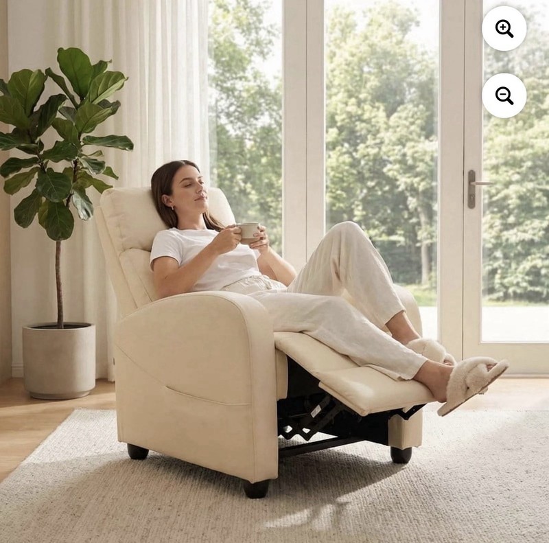 Beige Recliner Vibrating Massage Chair w/ Remote, Retractable Footrest 300 lb gallery