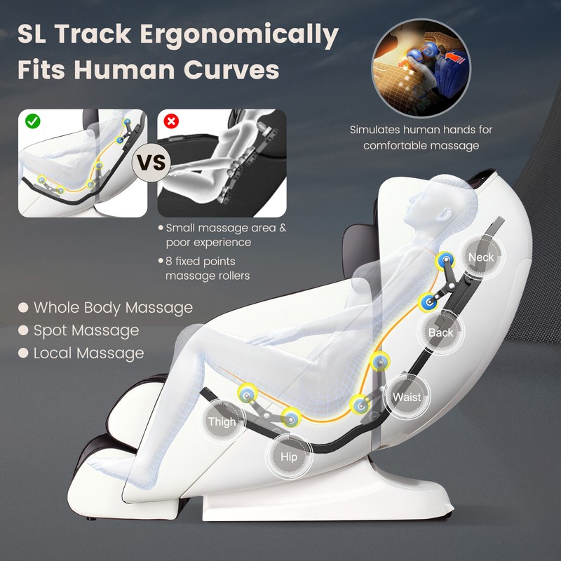 Zero Gravity SL Track Full Body Massage Chair w/ Heat Foot Roller Voice Control gallery