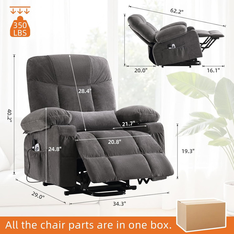 Power Lift Recliner Chair for Elderly,8-Point Vibration Massage & Heat,Electric gallery