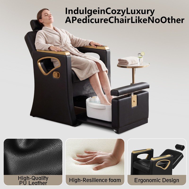 Reclining Heavy Duty Pedicure Chair w/Vibration Foot Spa Basin Nail Salon Beauty gallery