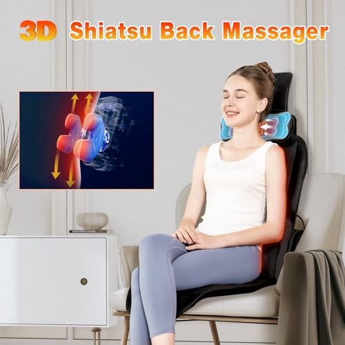 Shiatsu Back Massager with Heat, Massage Chair Pad for Full Back, Chair gallery