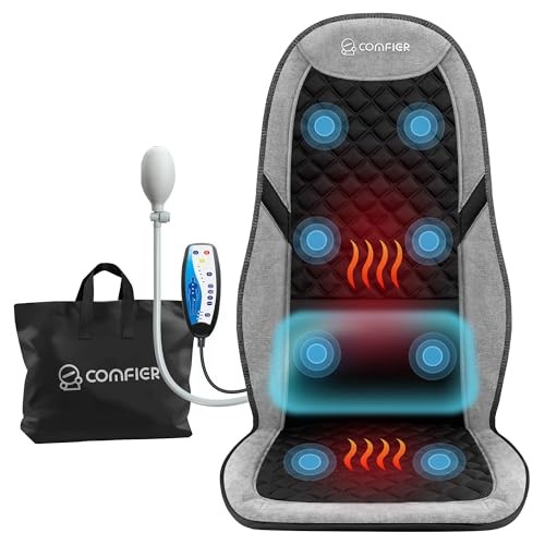 Back Massager with Heat,Massage Chair Mat with Adjustable Lumbar Light Black gallery