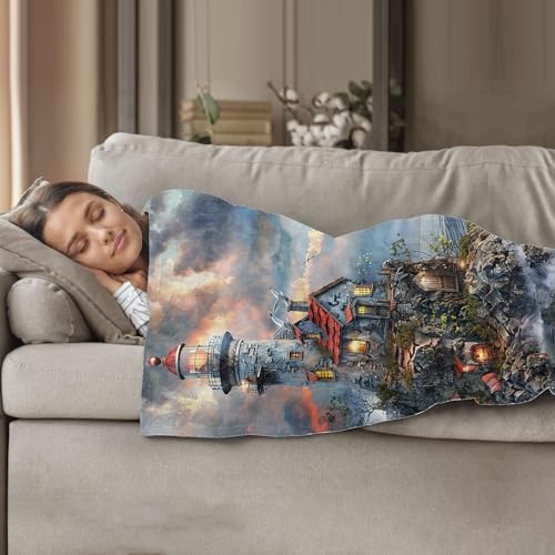 Throw Blanket for Women Girls Boys, Soft Flannel 50"x60" Coastal Lighthouse gallery