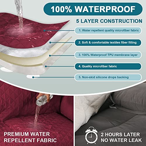 100% Waterproof Power Lift Recliner Cover for Power Lift Recliner 22" Burgundy gallery