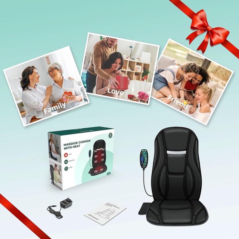 Portable Heated Back Massager - 8 Vibration Motors & Custom Modes for Comfort gallery