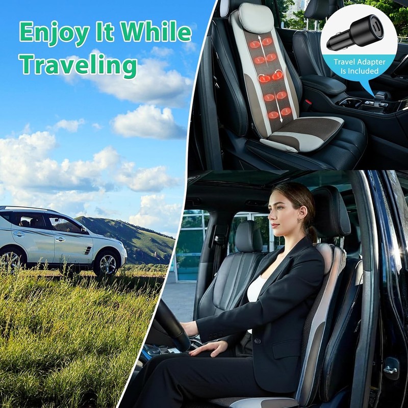 Comrelax Shiatsu Back Massager with Heat Deep Tissue Cushion 2 Vibration Motor gallery