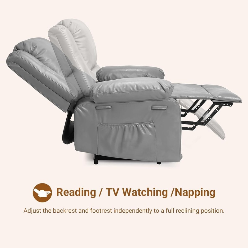 PU Leather Power Lift Recliner Chair w Heat & Massage,400LBS Electric Lift Chair gallery