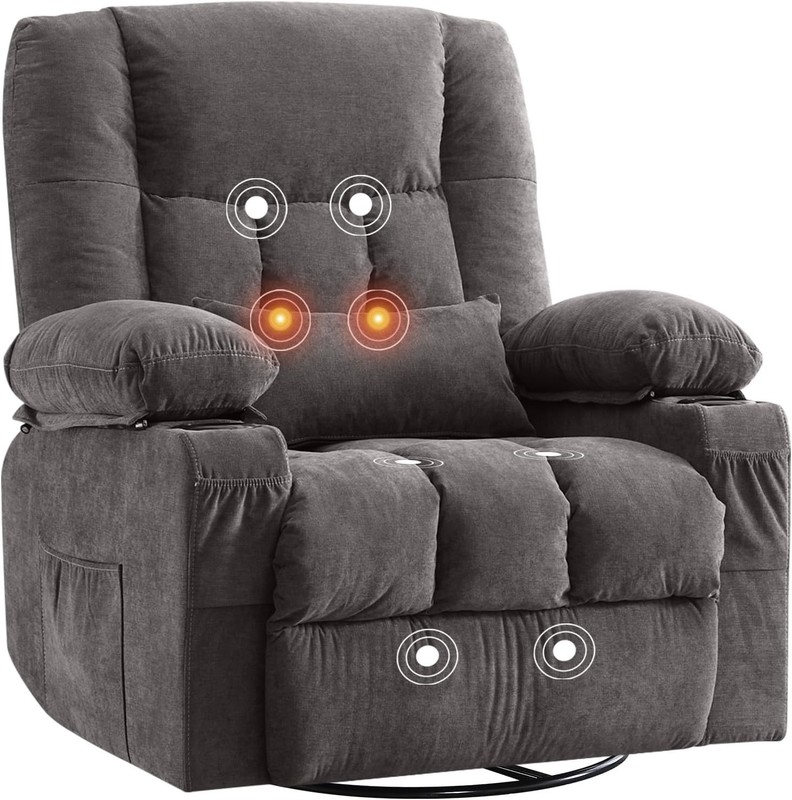 Massage Swivel Rocker Recliner Chair with Vibration Massage and Heat Ergonomic L gallery