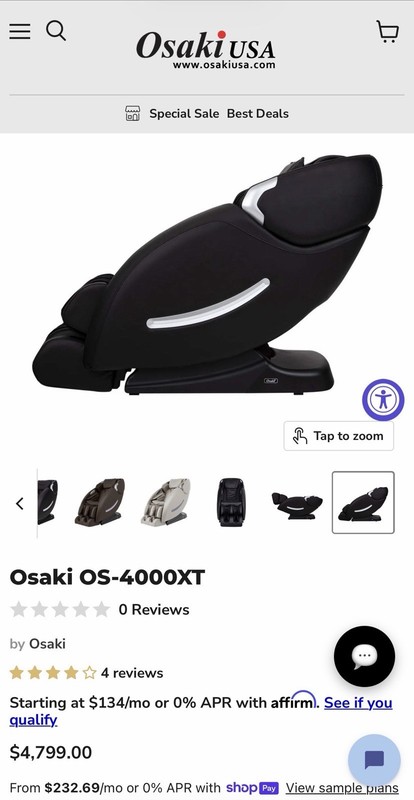 Osaki OS-4000XT Black Faux Leather Massage Chair Heat Foot Roller Air Intensity gallery