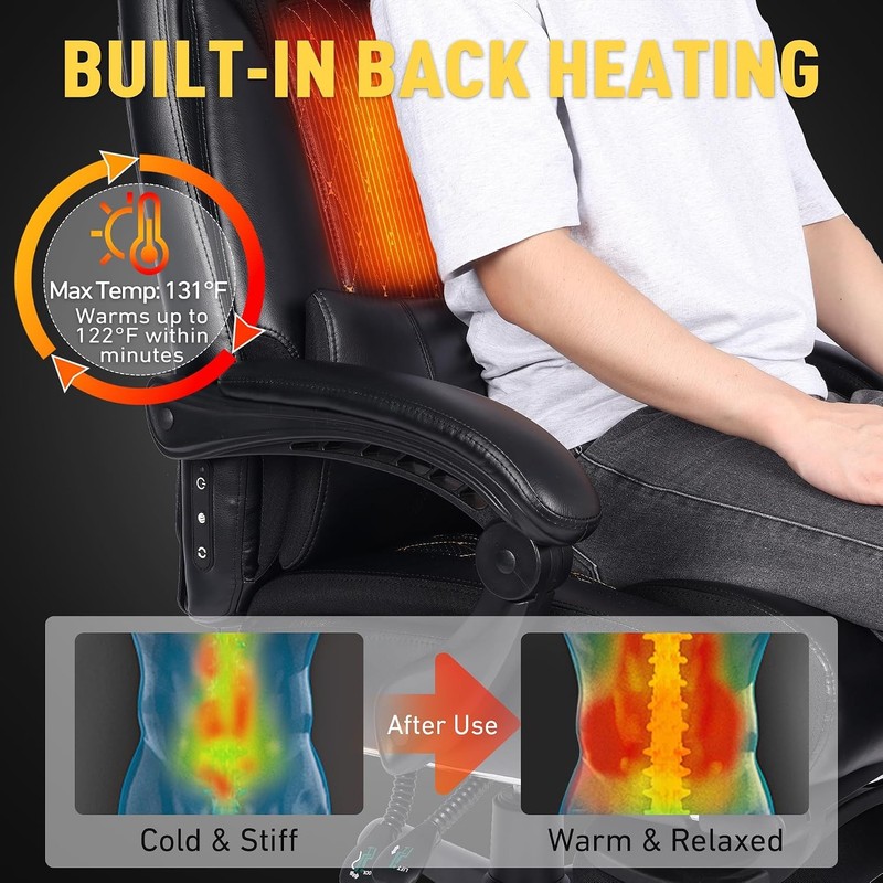 3D Kneading Massage Office Chair W/ Heat 500 lbs Big & Tall Executive Computer gallery