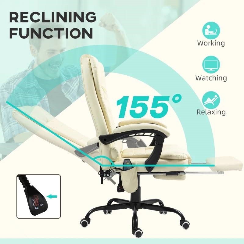 Cream 7 Mode Vibrating High Back Executive Massage Adjustable Office Chair gallery