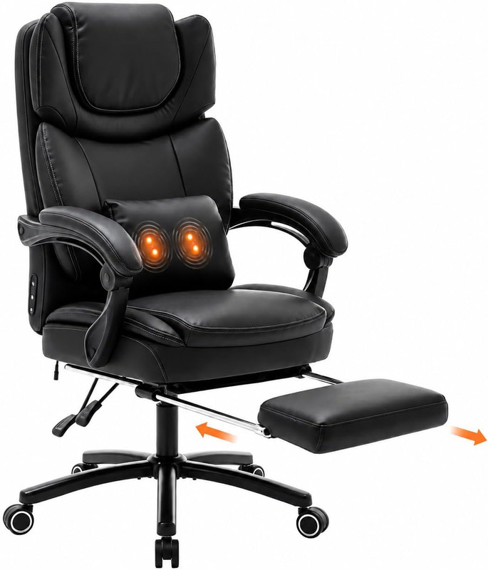 Big and Tall Massage Heat Office Chair for Executive Gaming People | 100-125° Re