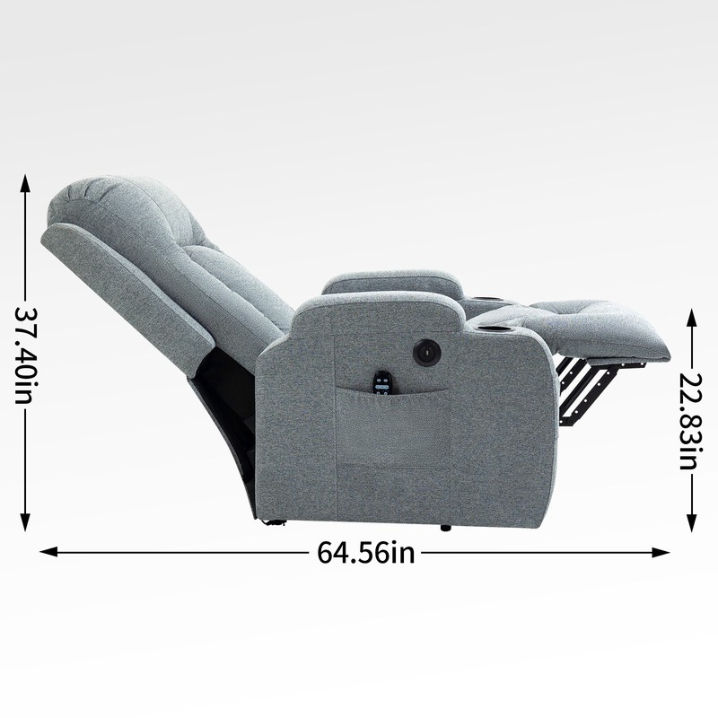 Elderly Recliner Chair with Okin Motor, Massage, Heating, USB, Cup Holders gallery