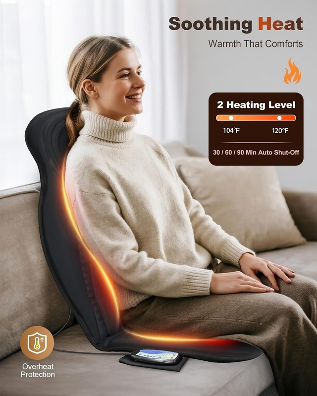 Luxurious Back Massager Chair Pad - 9 Motors, Folding & Whisper-Quiet Design gallery
