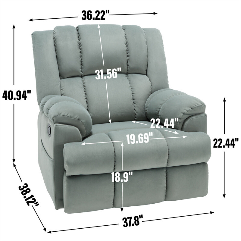 Manual Recliner Chair with Rocker and Swivel in Fabric for Living Room gallery