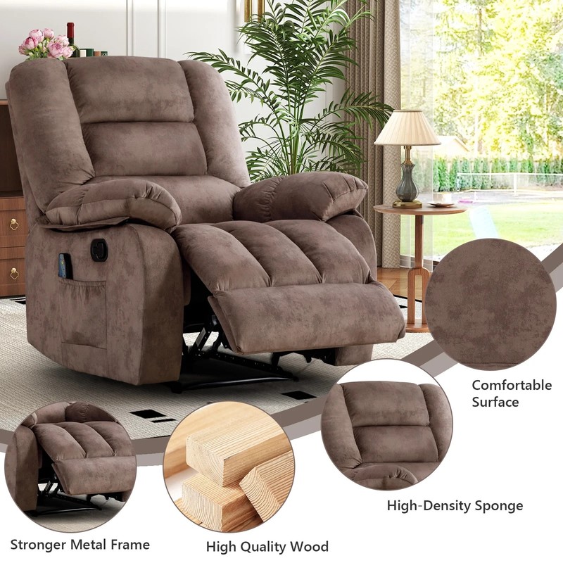 CANMOV Massage Recliner Chair w/ Heat & Vibration Soft Fabric Manual Reclining gallery