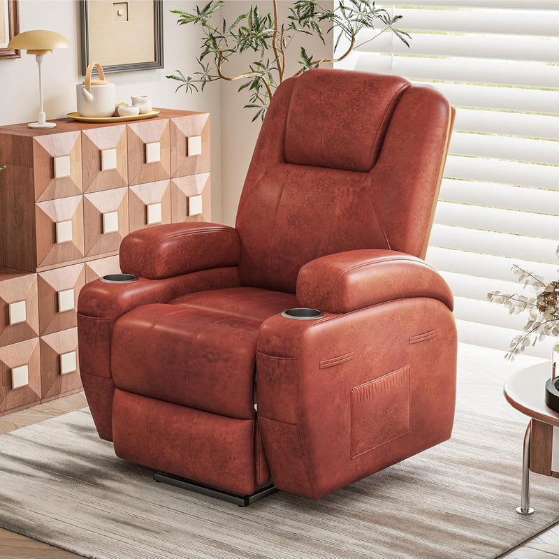 Brown Electric Power Lift Recliner Chair with Massage & Cup Holders gallery