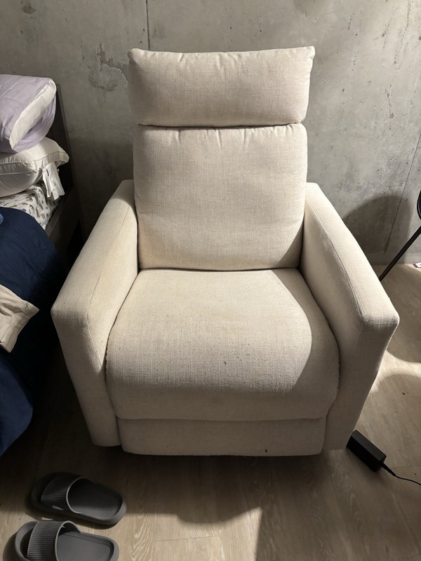 Beige Electric Massage Recliner Chair Fabric with Control Panel for 1