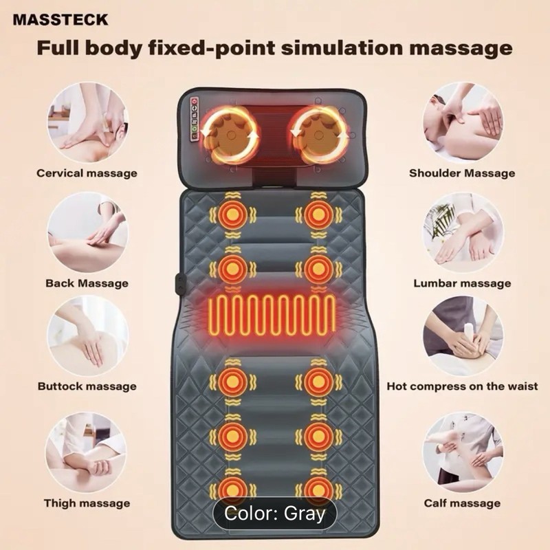Full Body Massage Pad with Heating Function Neck Massager, 10 Vibrating Motors gallery