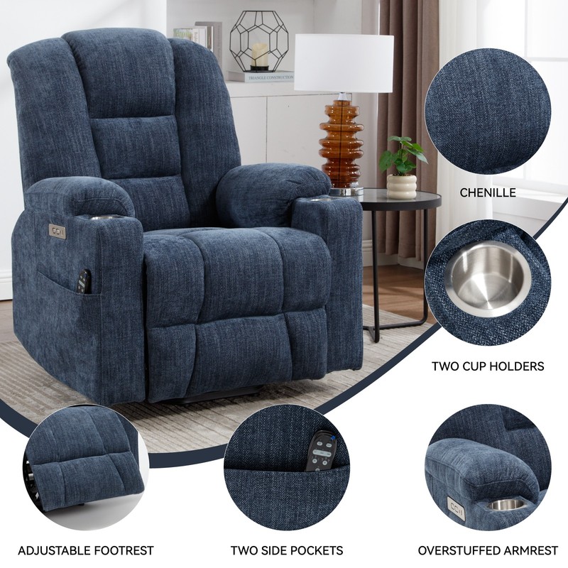 Power Lift Recliner with Massage & Heat for Elderly, USB-C, Cup Holders gallery