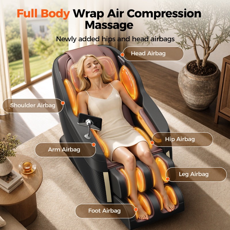 Full Body 4D Zero Gravity Massage Chair Recliner SL Track with Heat, Airbags gallery