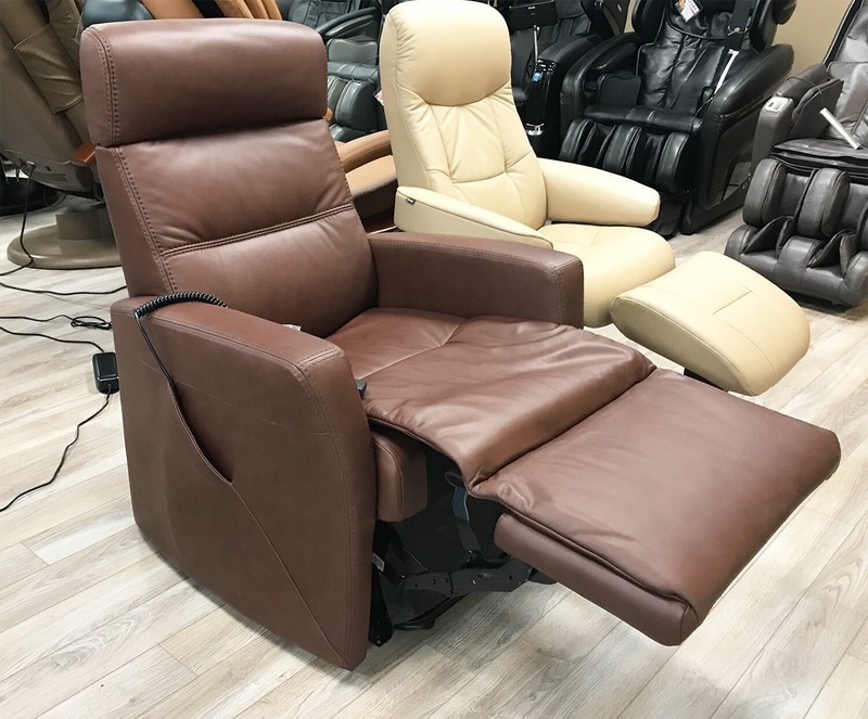 IMG Divani MF225 Med Power Infinite Position Lift Chair Recliner Cognac Leather gallery