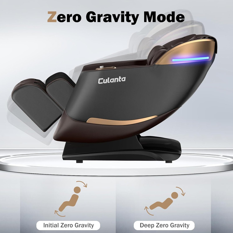 53" Full Body Shiatsu Massage Chair - Zero Gravity, Heat & Dual Control, Brown gallery
