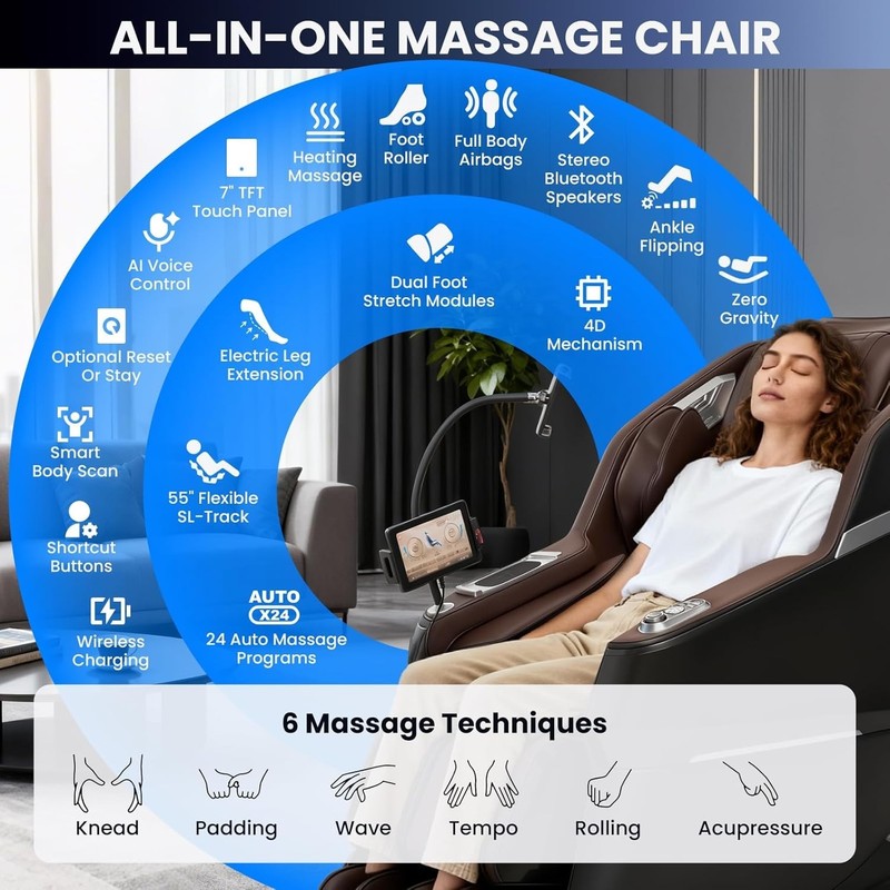 4D Massage Chair Full Body with Space Walk & Ankle Stretch, 2026 Zero Gravity 55 gallery